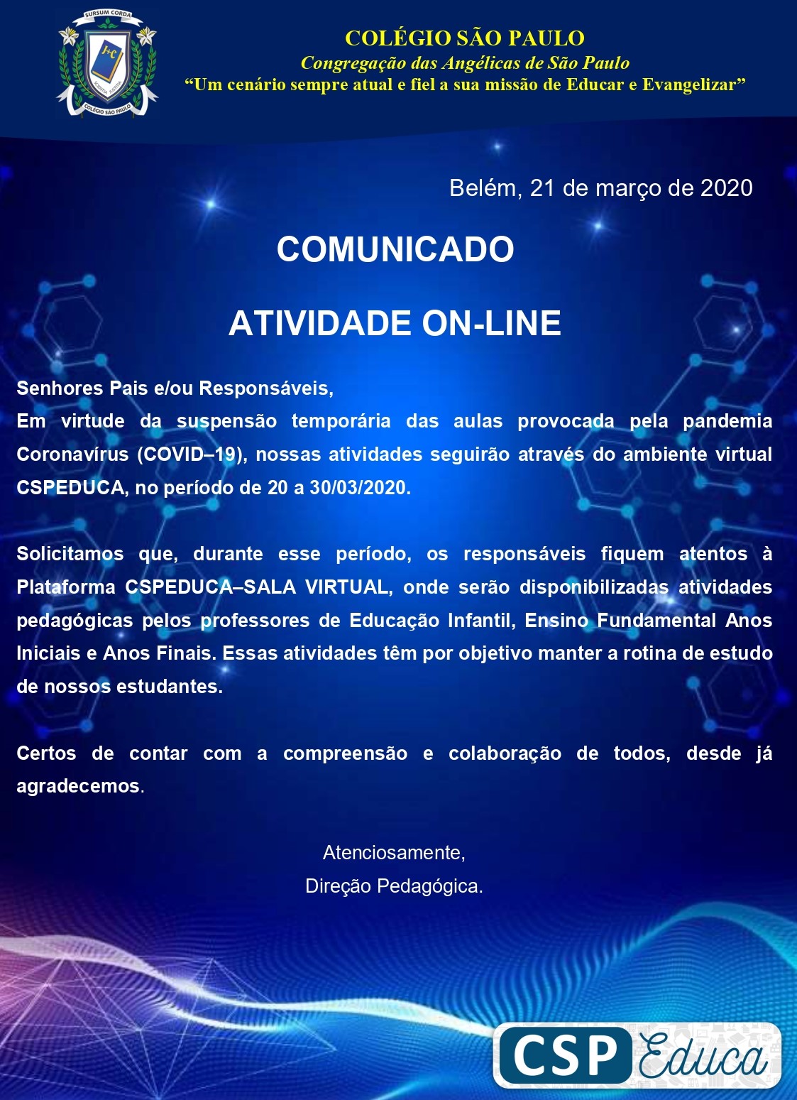 COMUNICADO PAIS 21-03-2020