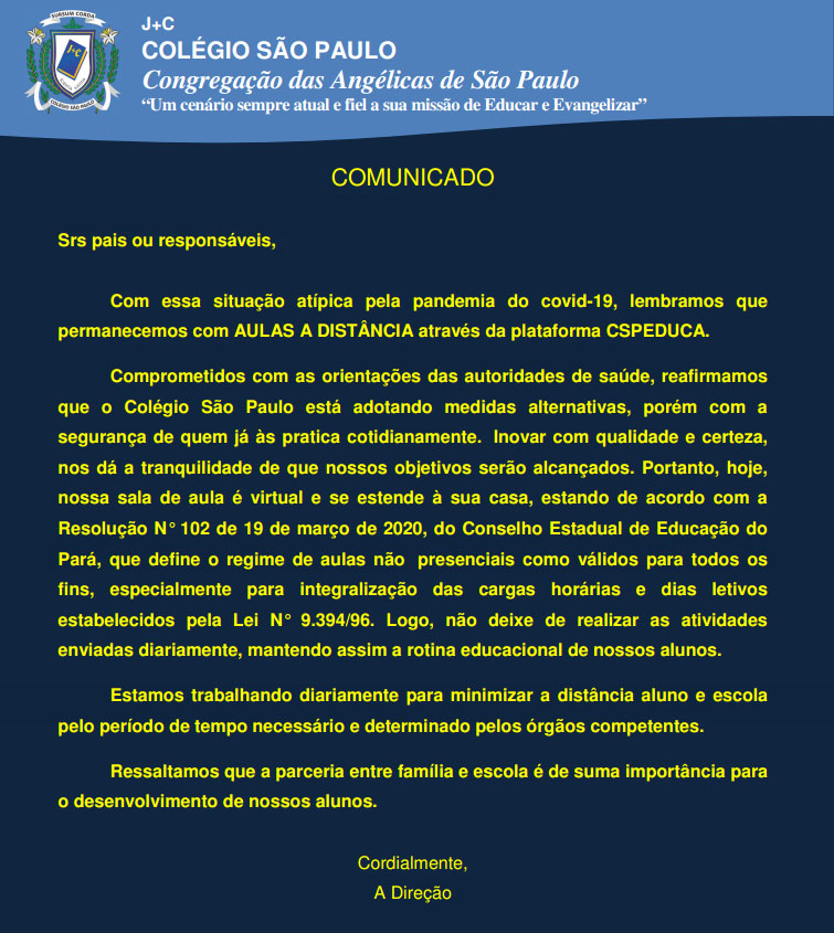 COMUNICADO PAIS 27-03-2020